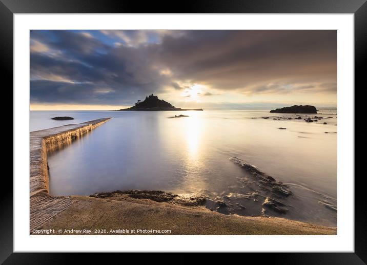 Into the light (St Michael's Mount) Framed Mounted Print by Andrew Ray