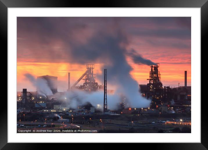 Twilight at Port Talbot Framed Mounted Print by Andrew Ray