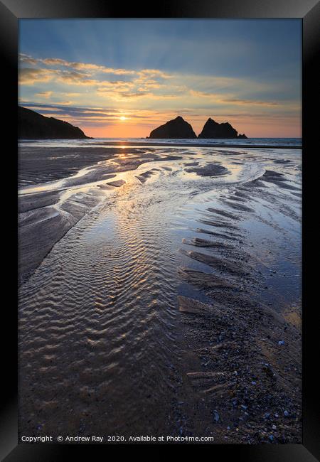 Towards the Setting Sun (Holywell Bay) Framed Print by Andrew Ray