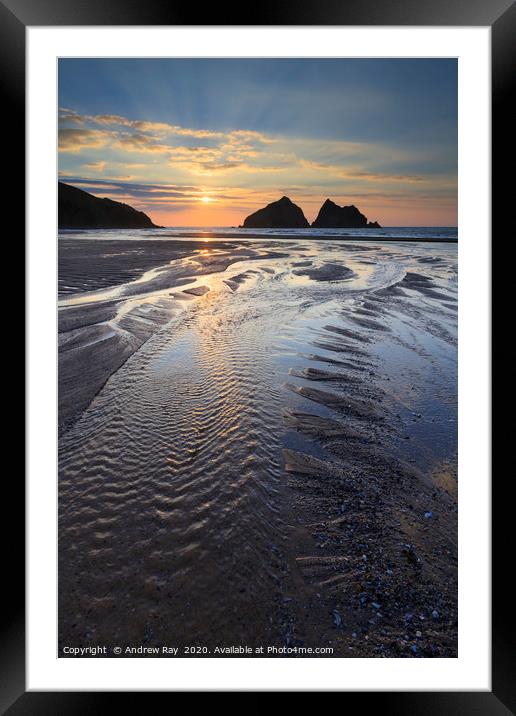 Towards the Setting Sun (Holywell Bay) Framed Mounted Print by Andrew Ray