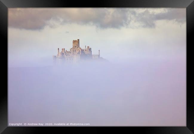 Castle in the mist (St Michael's Mount) Framed Print by Andrew Ray