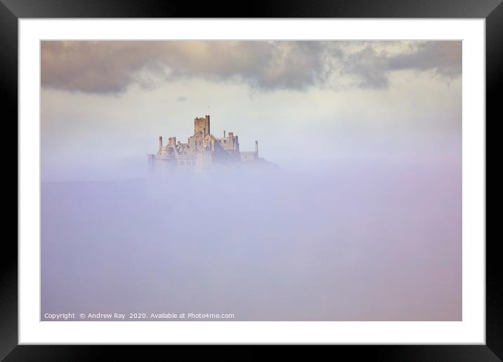 Castle in the mist (St Michael's Mount) Framed Mounted Print by Andrew Ray