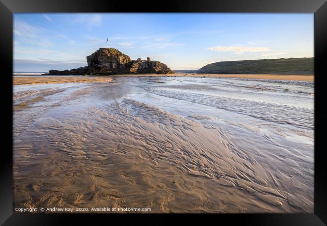 Sand ripples on Perranporth Beach Framed Print by Andrew Ray