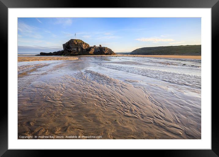 Sand ripples on Perranporth Beach Framed Mounted Print by Andrew Ray