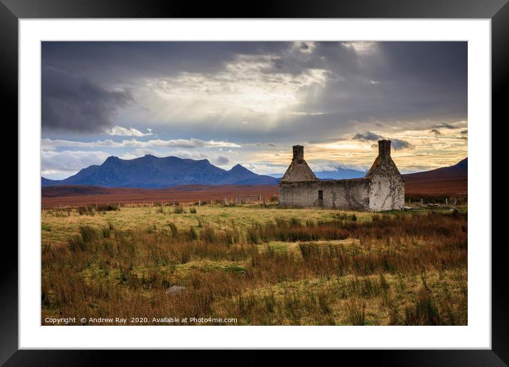 Light shafts over Moine Ho Framed Mounted Print by Andrew Ray