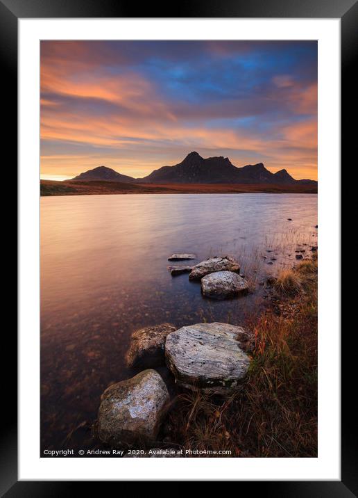 Rocks at Sunrise (Loch Hakel) Framed Mounted Print by Andrew Ray