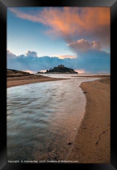 River at Marazion (St michael's Mount) Framed Print by Andrew Ray