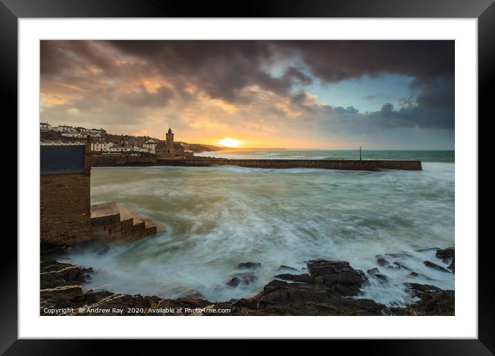 Sunrise view (Porthleven) Framed Mounted Print by Andrew Ray