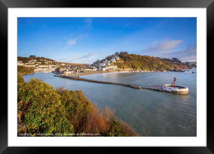 Looe Harbour Entrance Framed Mounted Print by Andrew Ray