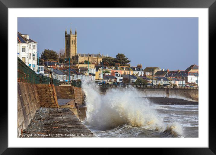 Incoming Wave at Penzance  Framed Mounted Print by Andrew Ray