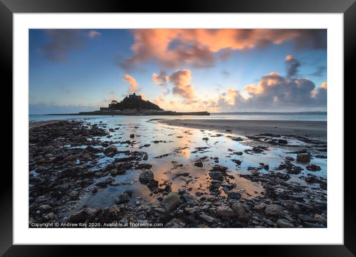 Sunset reflections (St Michael's Mount) Framed Mounted Print by Andrew Ray
