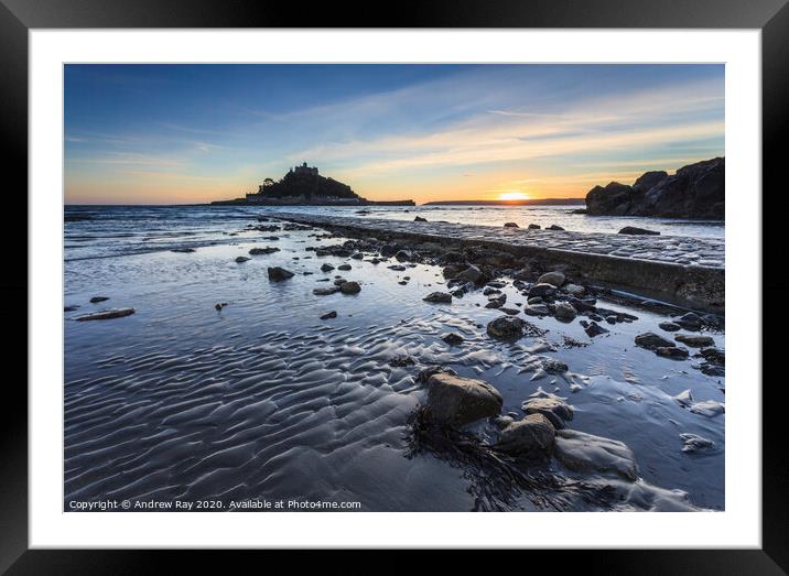 Beach view (St Michael's Mount)  Framed Mounted Print by Andrew Ray