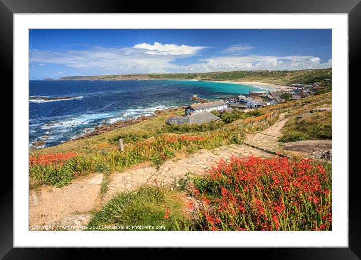 Towards Sennen Cove Framed Mounted Print by Andrew Ray
