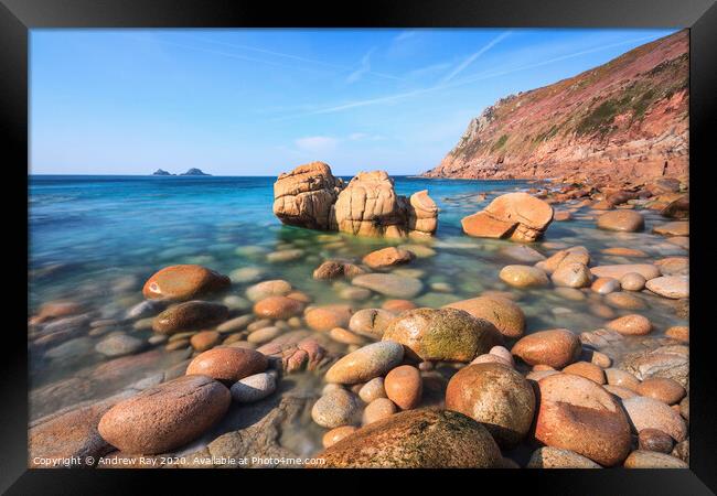 Porth Nanven Cove Framed Print by Andrew Ray