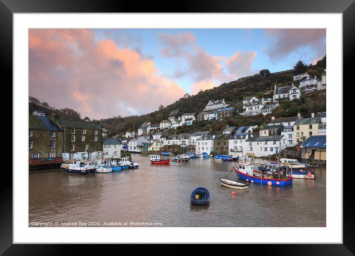 Reverse sunrise (Polperro) Framed Mounted Print by Andrew Ray