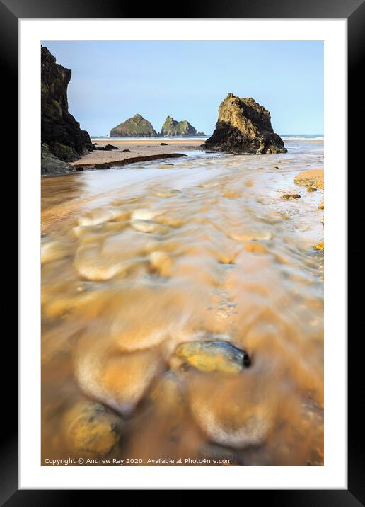 Boulders in Holywell River Framed Mounted Print by Andrew Ray