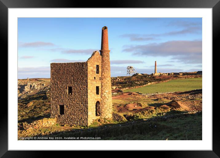 Engine Houses at Wheal Owles Framed Mounted Print by Andrew Ray