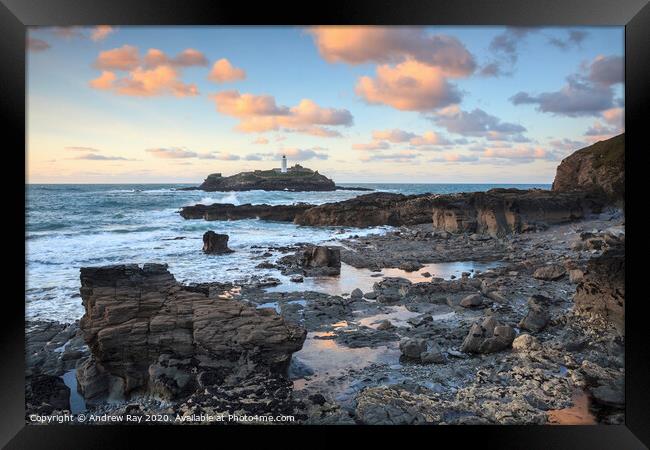 Clouds over Godrevy Lighthouse Framed Print by Andrew Ray