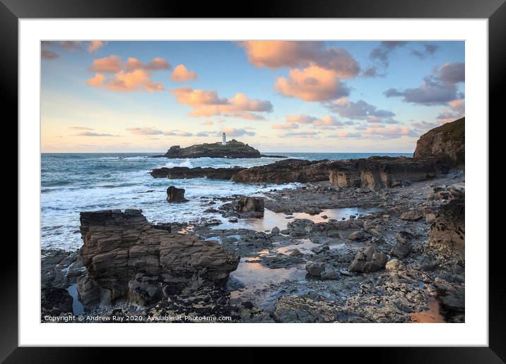Clouds over Godrevy Lighthouse Framed Mounted Print by Andrew Ray