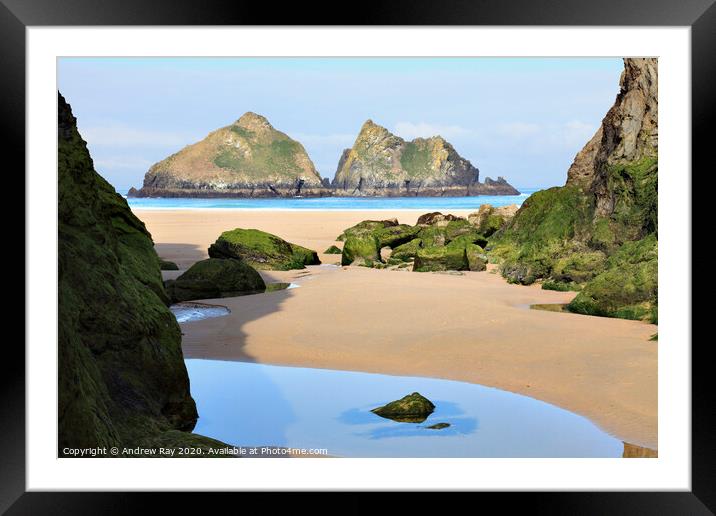 Low tide at Holywell Framed Mounted Print by Andrew Ray
