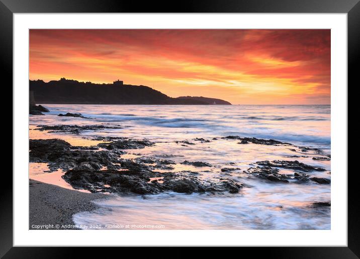 Gyllyngvase sunrise  Framed Mounted Print by Andrew Ray