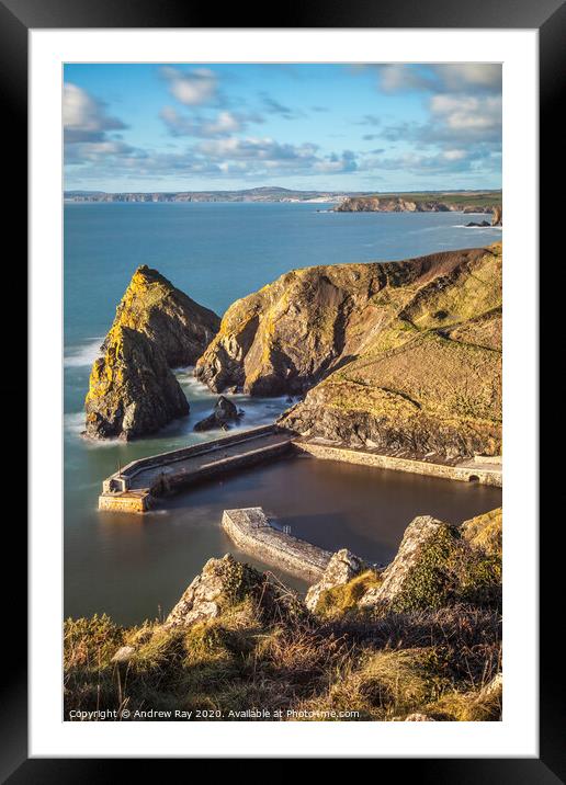 Mullion Harbour Framed Mounted Print by Andrew Ray