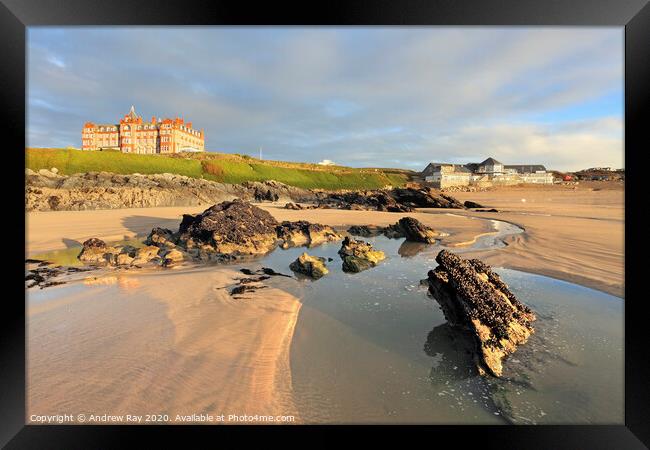 Rocky Shore (Fistral Newquay) Framed Print by Andrew Ray
