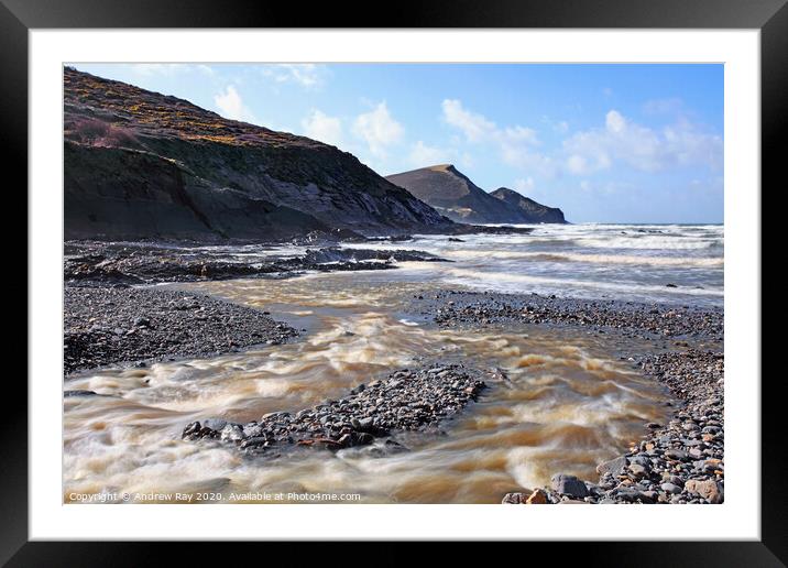 Stream at Crackington Haven Framed Mounted Print by Andrew Ray