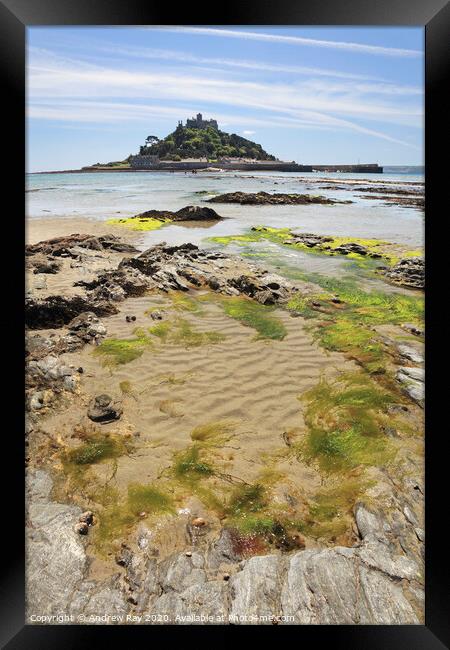 Mid-Tide St Michaels Mount Framed Print by Andrew Ray