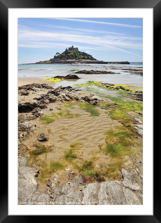 Mid-Tide St Michaels Mount Framed Mounted Print by Andrew Ray
