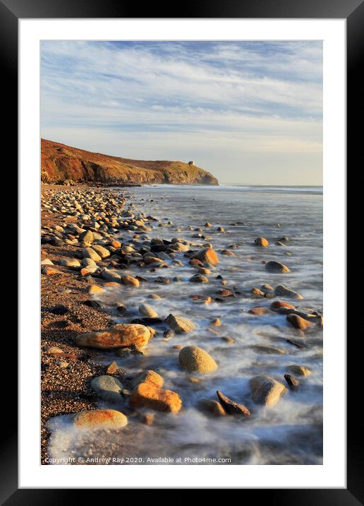 Misty Shore (Praa Sands) Framed Mounted Print by Andrew Ray