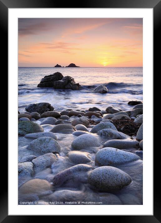 Boulder strewn steam (Porth Nanven) Framed Mounted Print by Andrew Ray