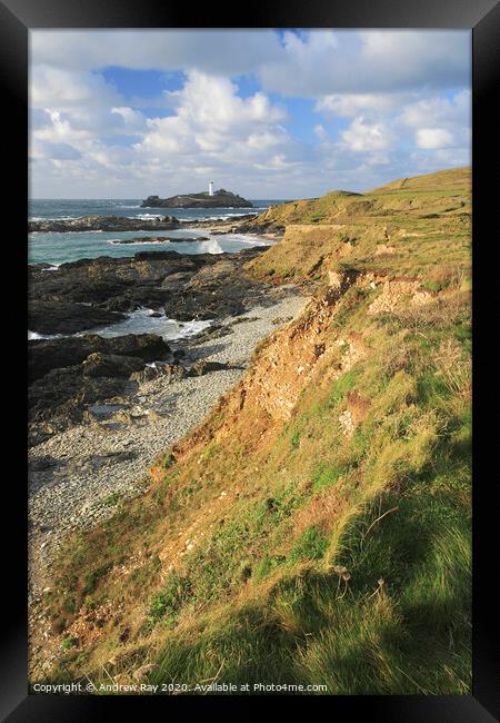 Godrevy cliffs Framed Print by Andrew Ray