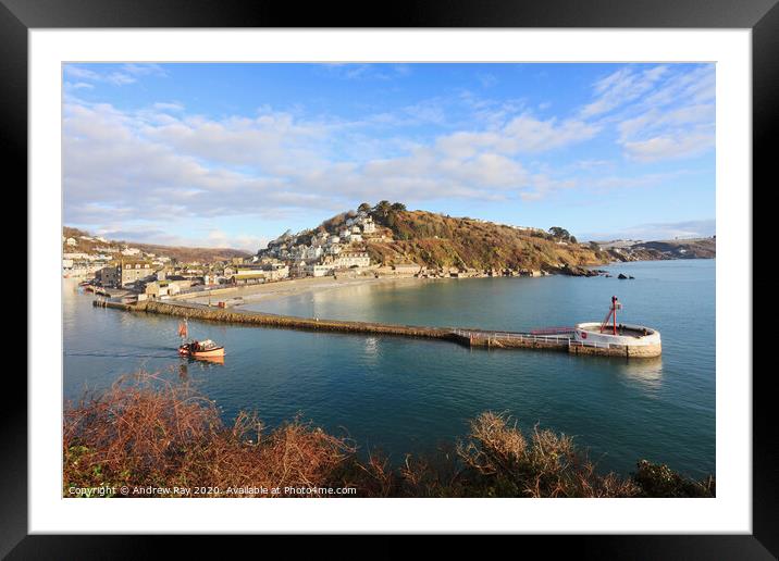 Boat departing Looe Framed Mounted Print by Andrew Ray