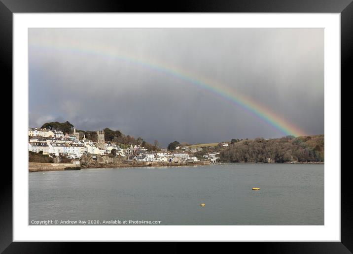 Rainbow over Fowey Framed Mounted Print by Andrew Ray