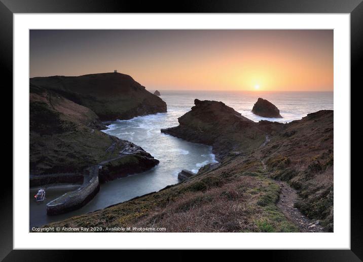 Boscastle sunset Framed Mounted Print by Andrew Ray