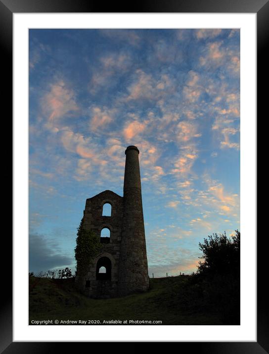 United Downs Mine at sunset. Framed Mounted Print by Andrew Ray