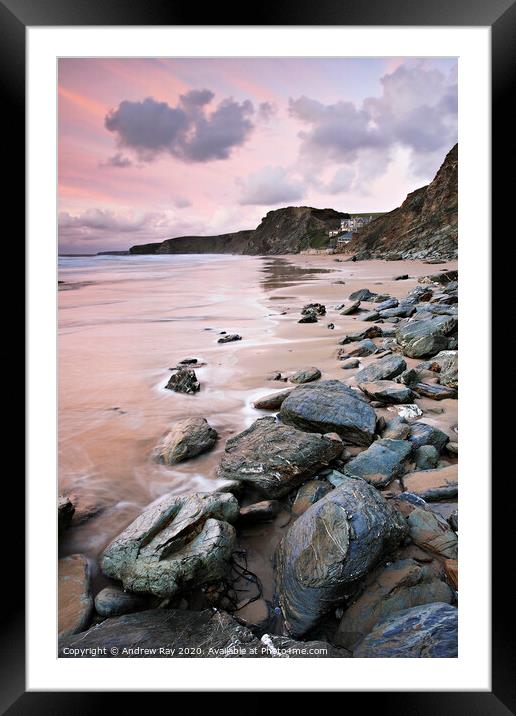 Watergate Bay Framed Mounted Print by Andrew Ray