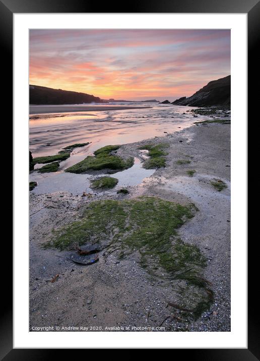 Porth Beach  Framed Mounted Print by Andrew Ray