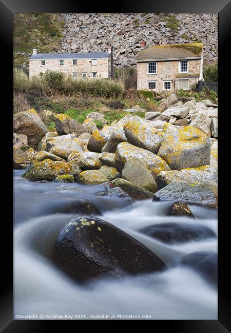 Cottages at Lamorna Framed Print by Andrew Ray