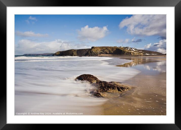 Low tide Portreath Framed Mounted Print by Andrew Ray