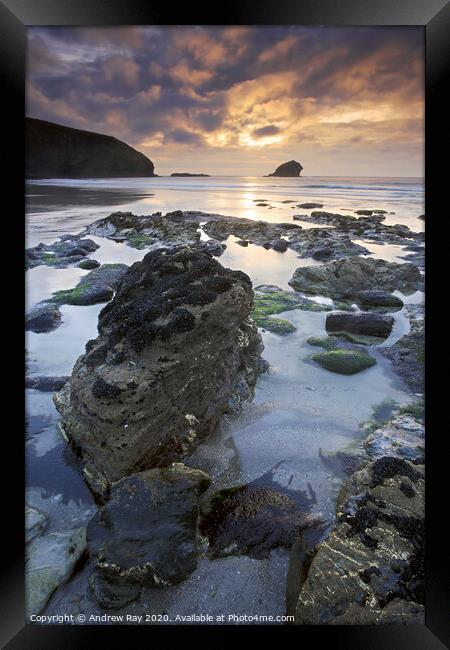   Portreath Sunset Framed Print by Andrew Ray