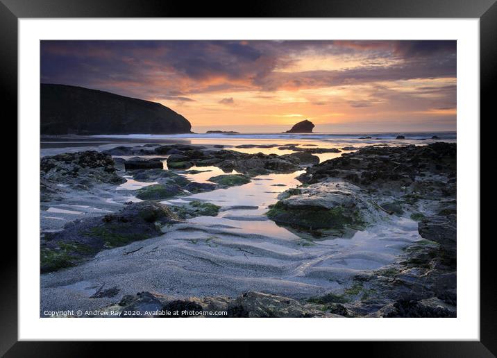 Portreath Beach Framed Mounted Print by Andrew Ray