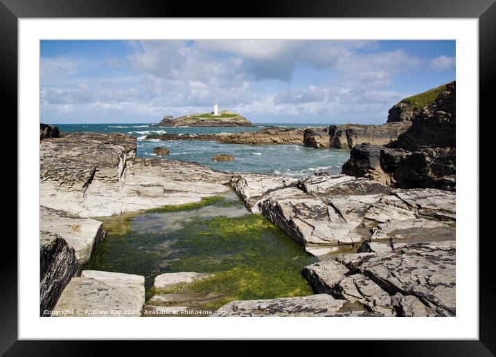Godrevy Pool Framed Mounted Print by Andrew Ray