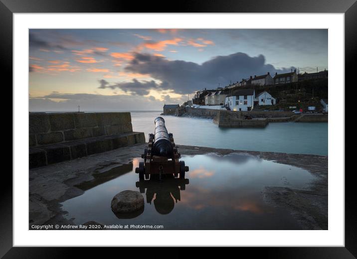 Sunset at Porthleven Canon Framed Mounted Print by Andrew Ray
