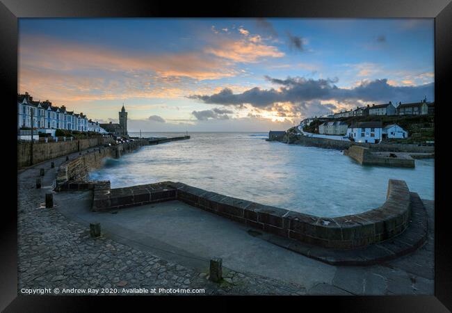 Porthleven Harbour Entrance Framed Print by Andrew Ray