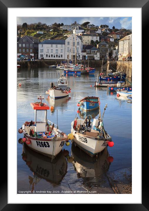 Mevagissey Boats Framed Mounted Print by Andrew Ray