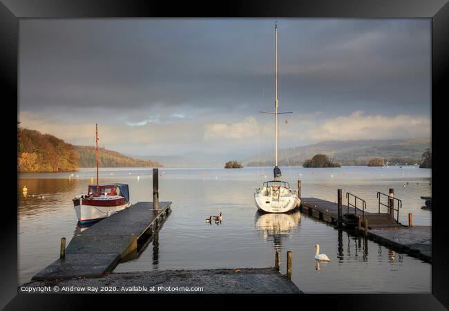 Boats at Bowness-on-Windermere Framed Print by Andrew Ray
