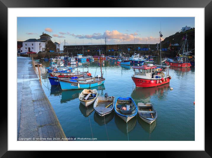 Boats in the inner harbour (Mevagissey) Framed Mounted Print by Andrew Ray