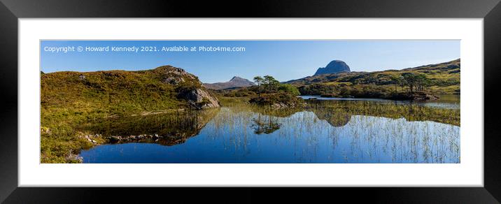 Panoramic view of Suilven and Canisp from Loch Dru Framed Mounted Print by Howard Kennedy